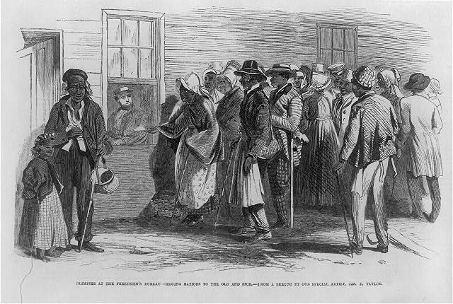 Freedmen's Bureau distributing rations. Courtesy of the Library of Congress